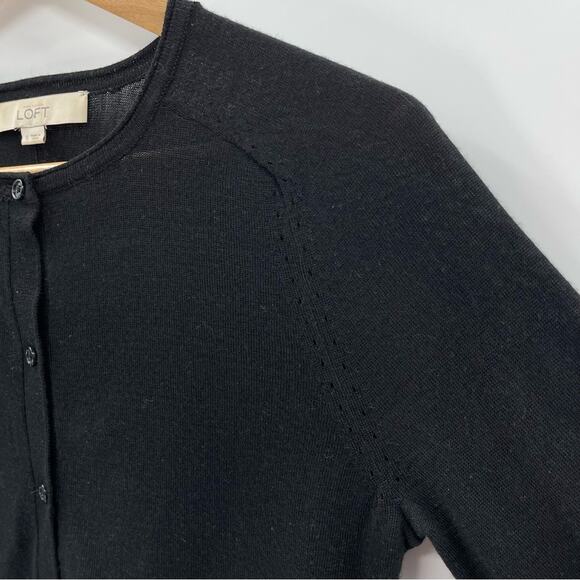 Loft Signature Cardigan Wool Blend Soft Button Front Sweater Size S Lightweight - Picture 5 of 9